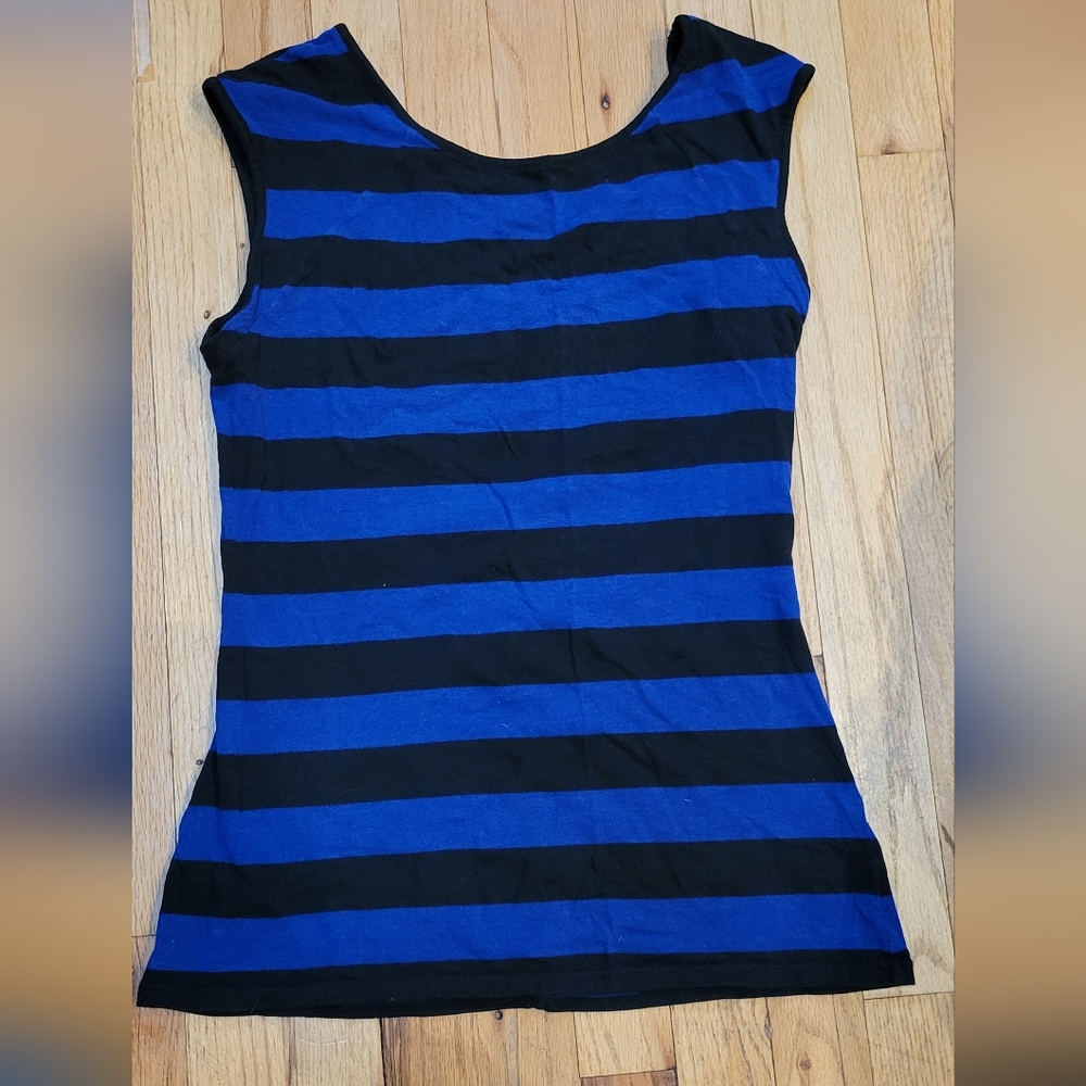 Express Blue and Black Striped Tank Top